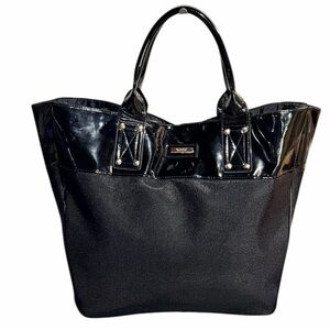 Versace Parfums Black Patent Trim Tote Bag